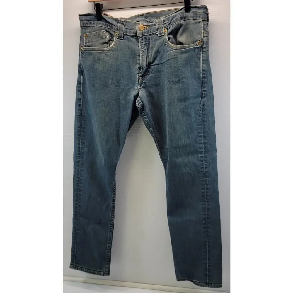 L26) Levi's 511 Men Zip Pocket Blue Denim Wash Jeans 34 x 30